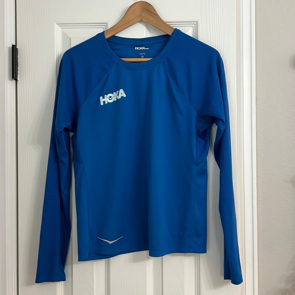 royal blue Hoka long sleeve running shirt. Womens medium